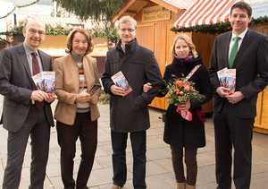 Michael Quast, Geschäftsführer Stadtmarketing, Karin Helmberger, Hotel Münchner Hof, Martin und Martina Pojar aus Pilsen, Guido Herrmann, stellvertretender Vorsitzender Stadtmarketing (von links).