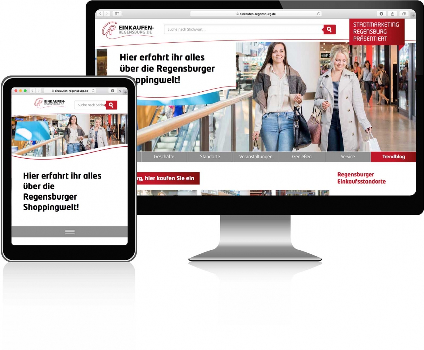 einkaufen-regensburg.de im neuen Corporate Design des Stadtmarketing.